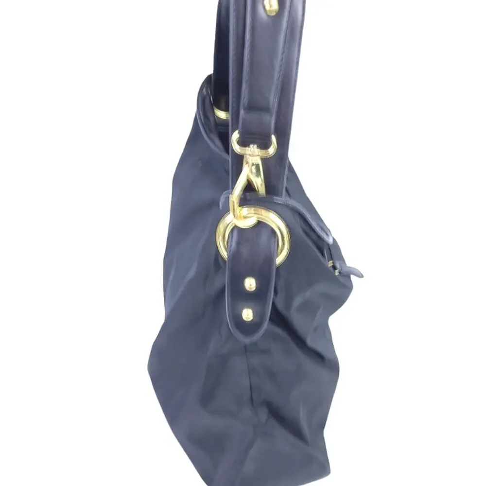 Kenneth Cole Reaction Black Shoulder Bag, Nylon, Gold Hardware, 18
